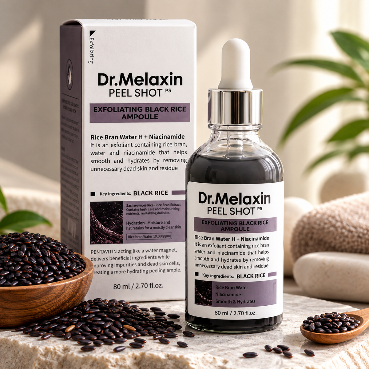 🖤 DR. MELAXIN PEEL SHOT – BLACK RICE AMPOULE