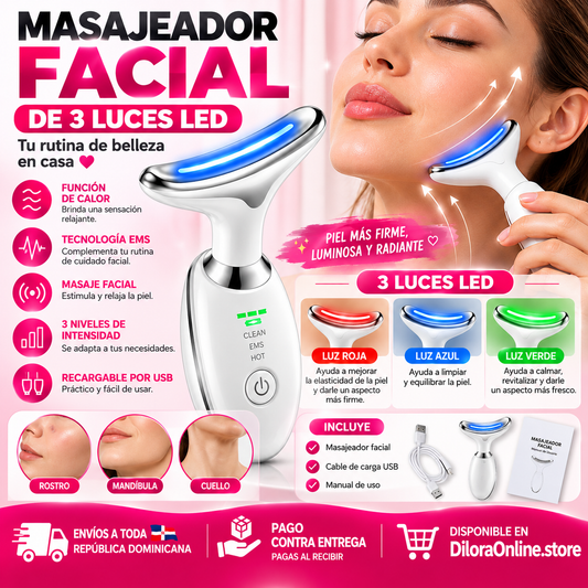💆‍♀️ Masajeador Facial de 3 Luces LED ✨