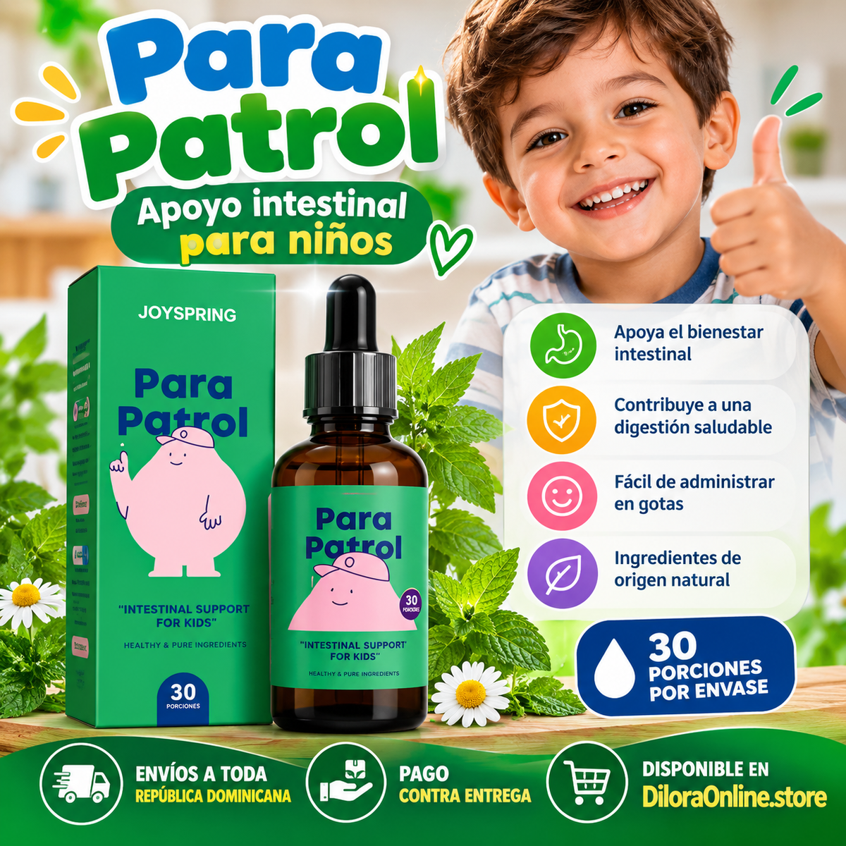 🌿 Para Patrol JoySpring – Apoyo Intestinal para Niños 💚