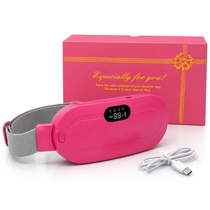 Cinturón Térmico Masajeador Rosa con pantalla LED y caja de regalo