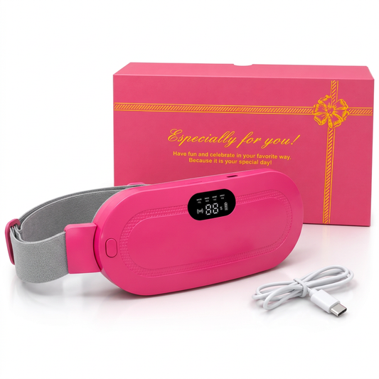 Cinturón Térmico Masajeador Rosa con pantalla LED y caja de regalo